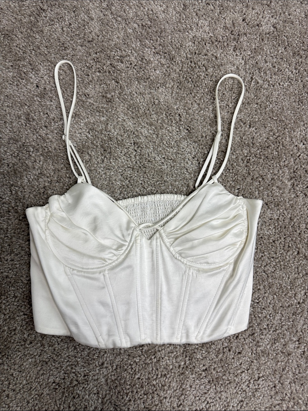 Zara White Satin Corset Crop Top - Women